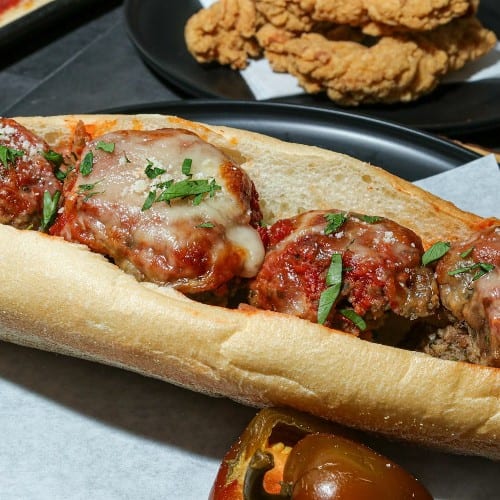 Meatball Parmigiana Sub.