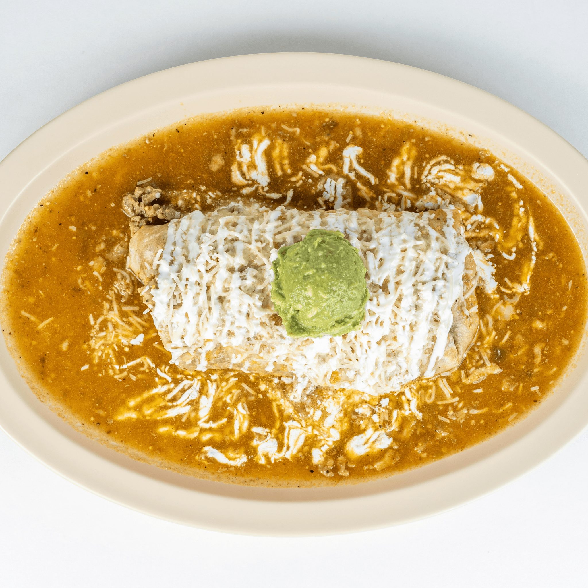 Wet Style Chile Verde Burrito.