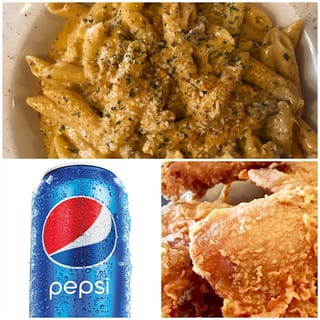 Cajun Chicken Pasta, 2 Whole Wings and a Drink