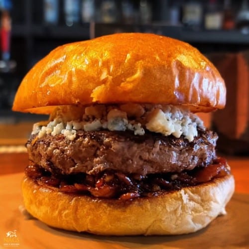 Bourbon Black & Blue Burger.