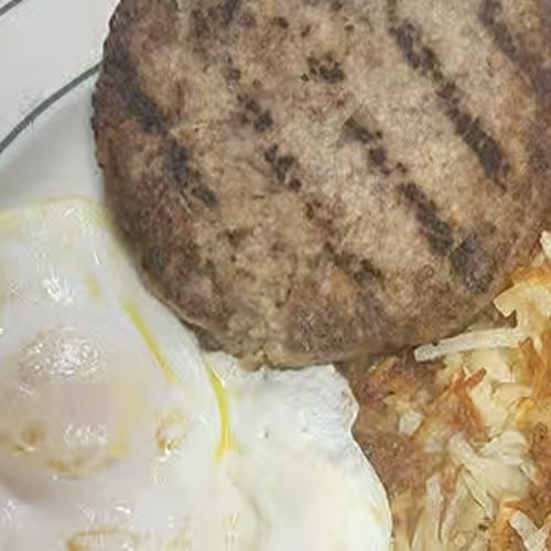 2 Eggs Any With Chopped Steak Burger.