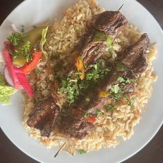 Beef Kabob Over Rice