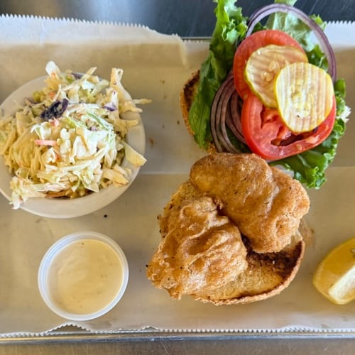 Fish Burger with Choice of Side.