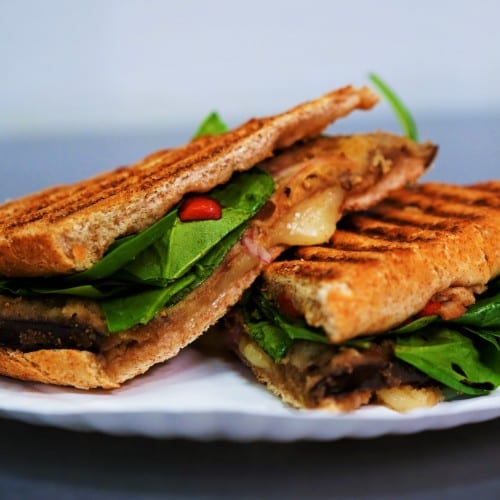 CJ's Eggplant Spectacular Panini.