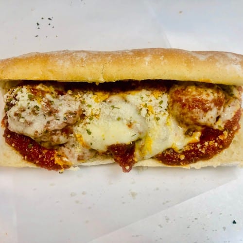 Meatball Parmigiana Sub.