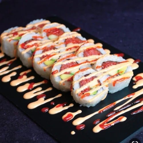 <Spicy Tuna Roll* $12.
