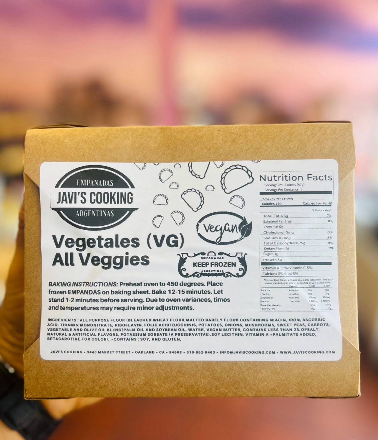 Vegetales-VG (4 Pack) "Vegan" Frozen Empanadas.