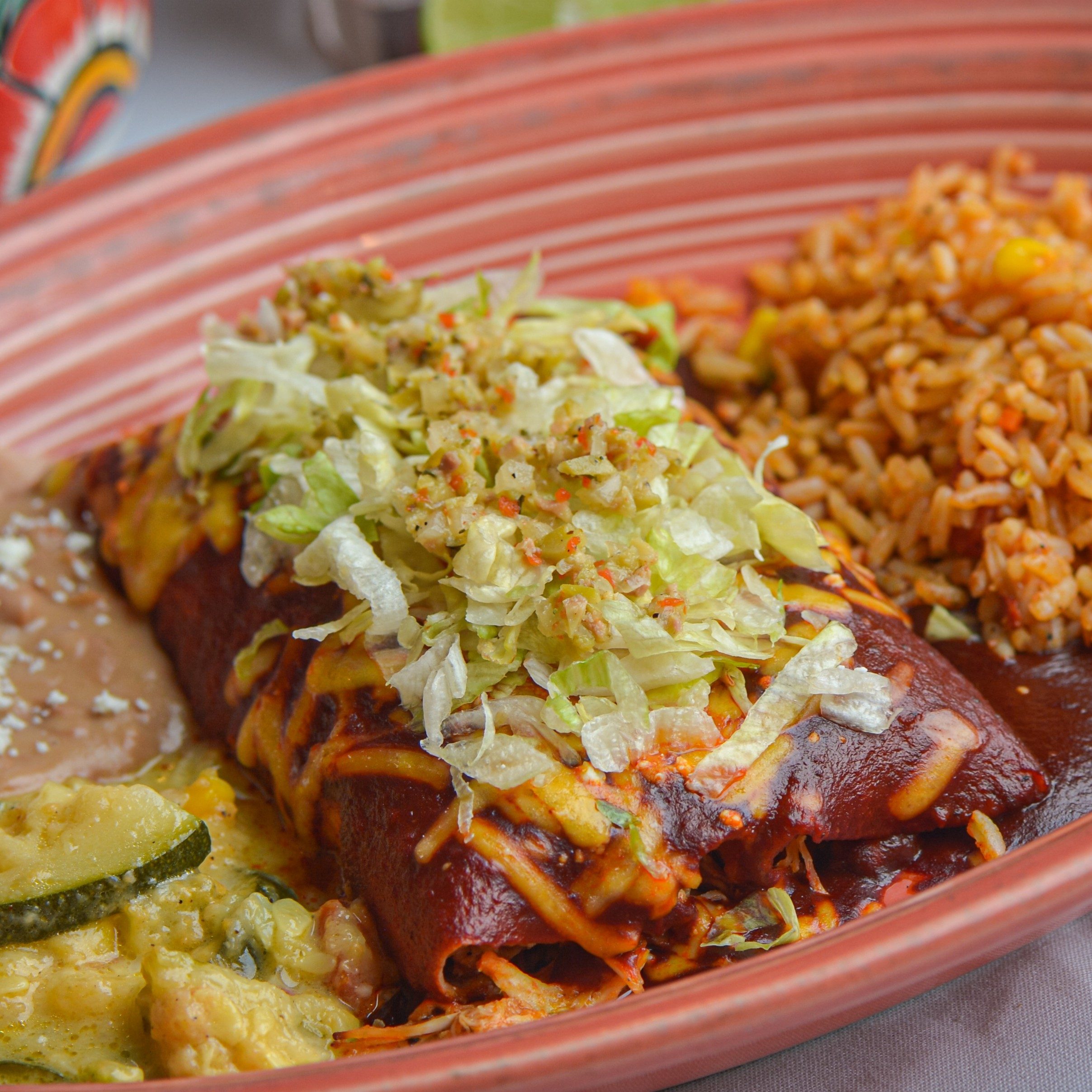 Two Meat Enchiladas Plate.