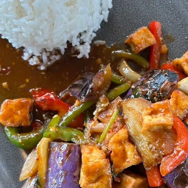 Eggplant Thai Basil Stir-Fry.