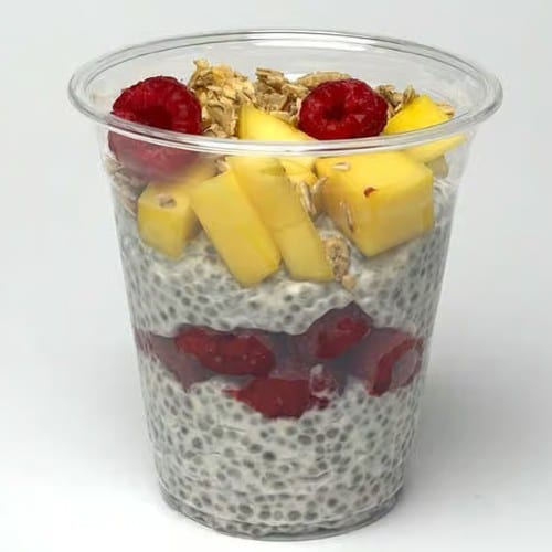 Chia Seed Parfait w/Raspberry & Mango.