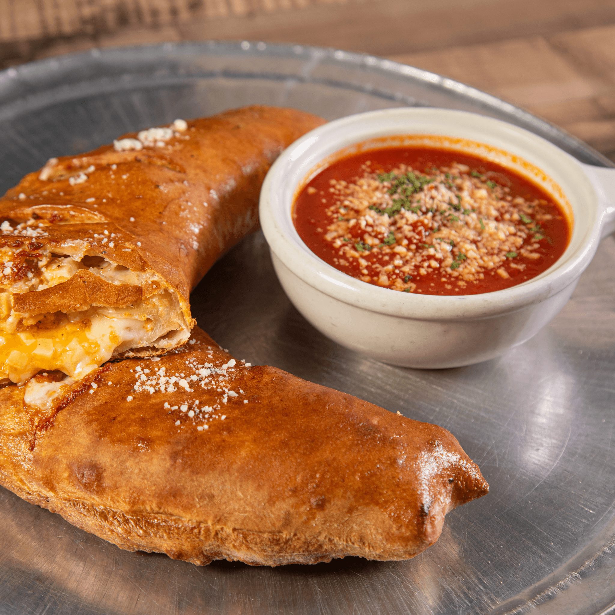 Buffalo chicken stromboli.