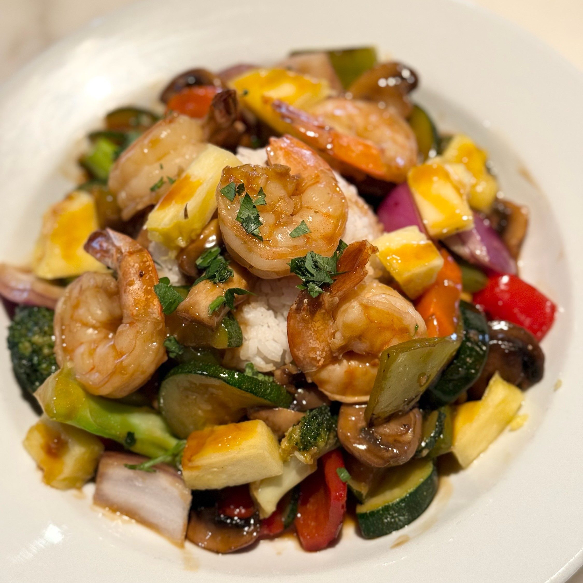 Pineapple Prawns Teriyaki.