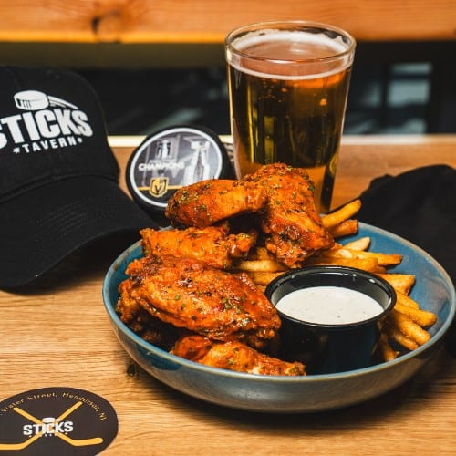 Chicken Wings & Fries.