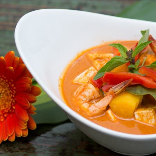 Red Curry with Shrimp and Pineapple.