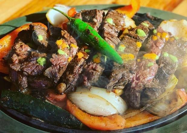Wet Aged Skirt Steak Fajitas.