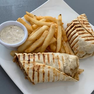 Chicken Shawarma Sandwich with Fries