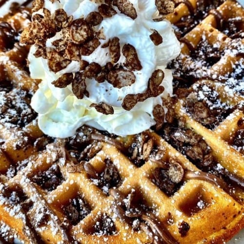 Cereal Waffles (Cocoa Pebbles).