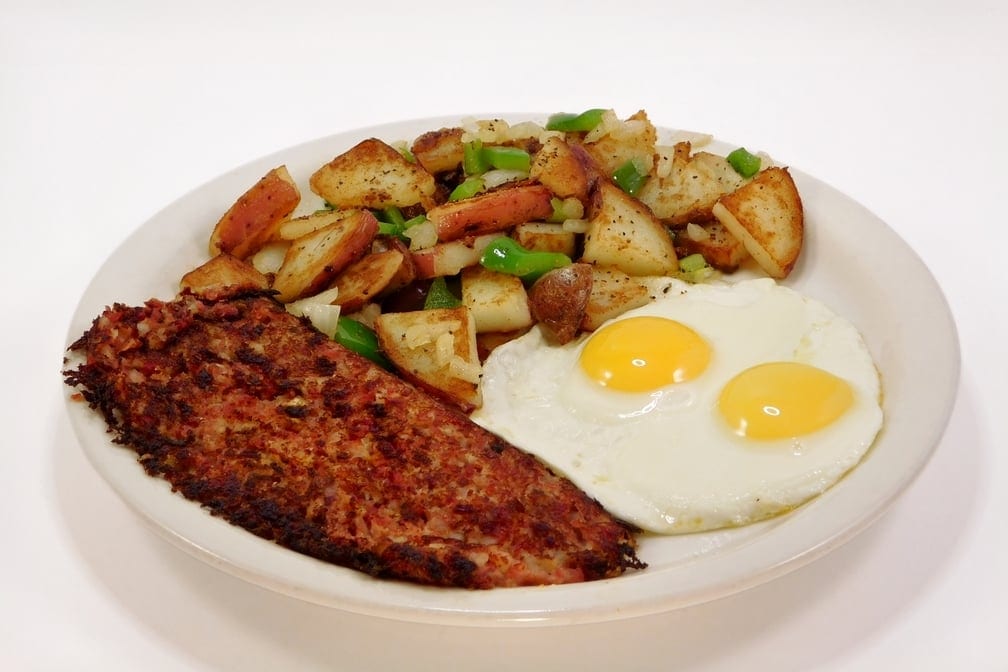 Corned Beef & Hash + 2 Eggs.