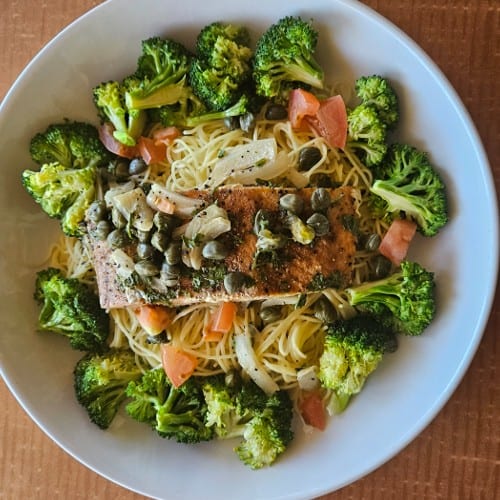 Angel Hair Pasta with Salmon.
