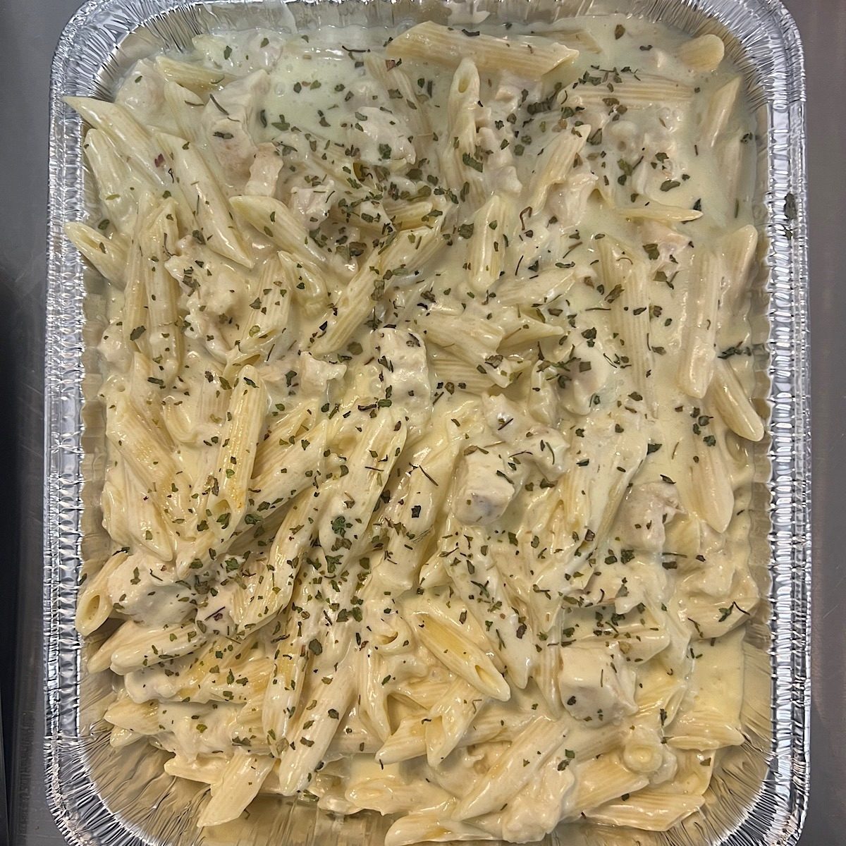 Family Size Chicken Alfredo Pasta.