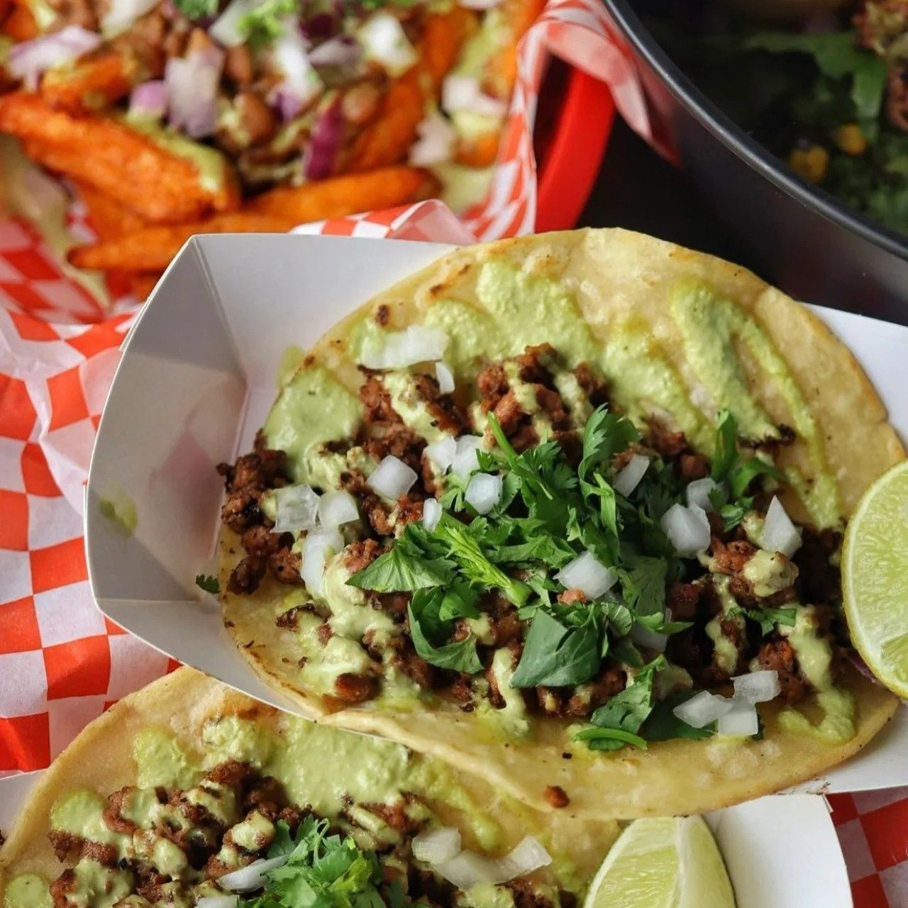 Soy Chorizo Vegan Vampiro Tacos.