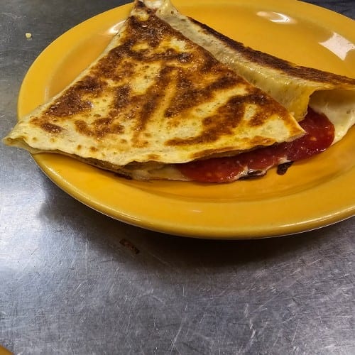Pepperoni and Cheese Crepe.