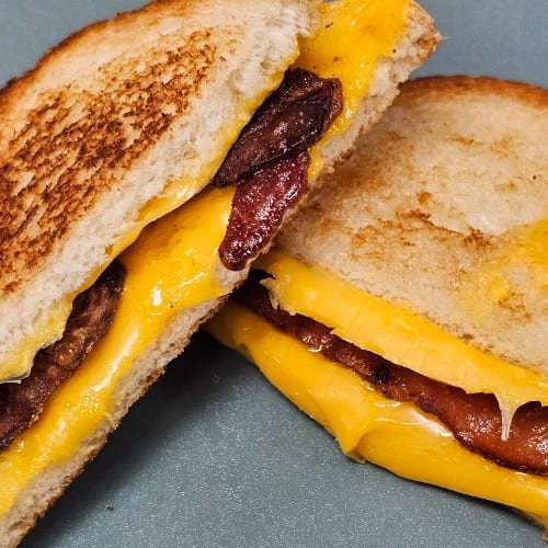 Grilled cheese sandwich with Bacon.