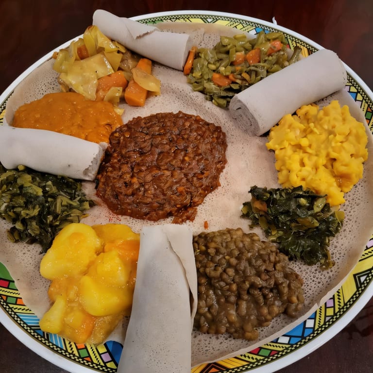  How is Ethiopian food eaten?