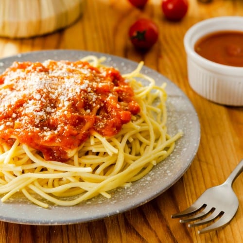 Spaghetti or Ziti with Sauce.