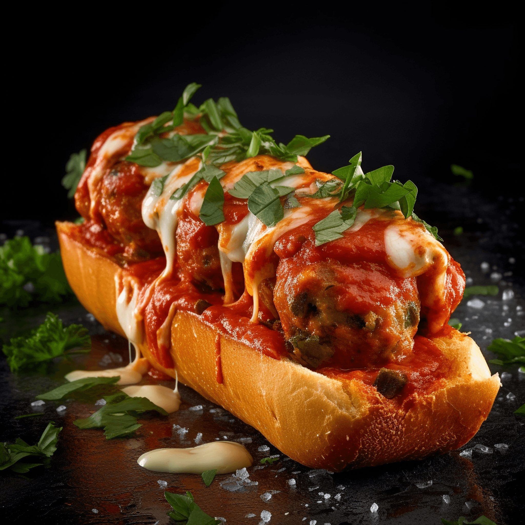 Meatball Parmigiana Sandwich.