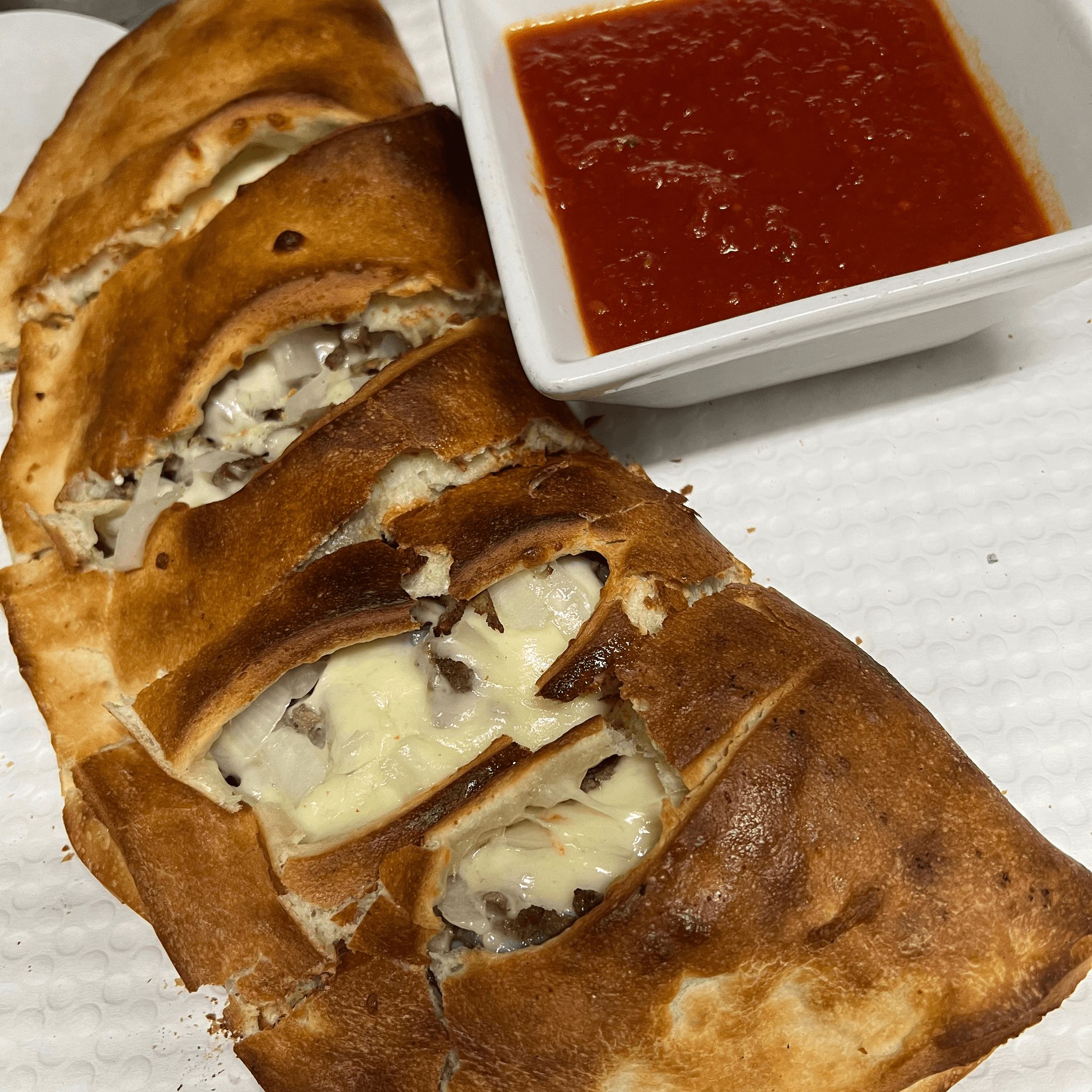 Baked Steak Stromboli.