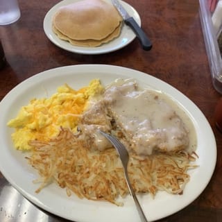 Chicken Fried Chicken & 2 Eggs with 2 Pancakes