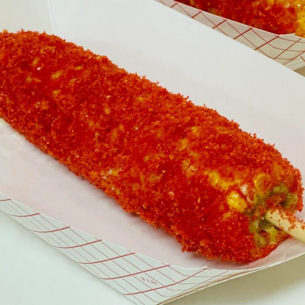 Hot Cheetos Elote Loco on the Cob.