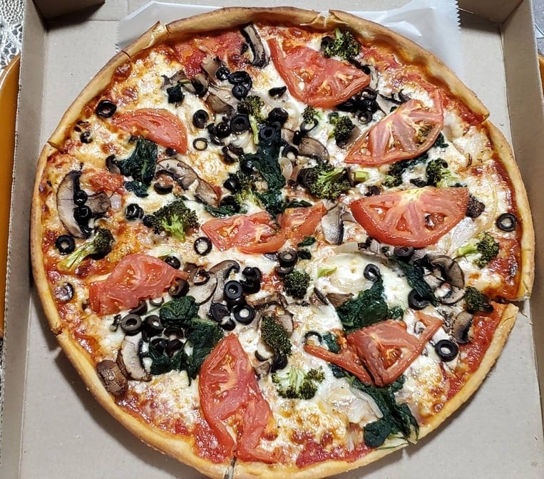 The Large Roasted Veggie Pizza.