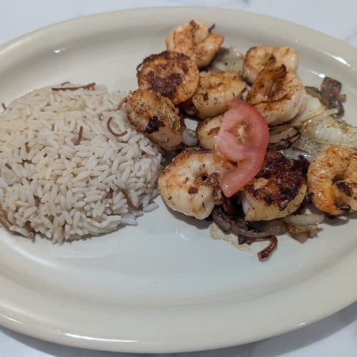 Shrimp Kabob Plate Lunch.
