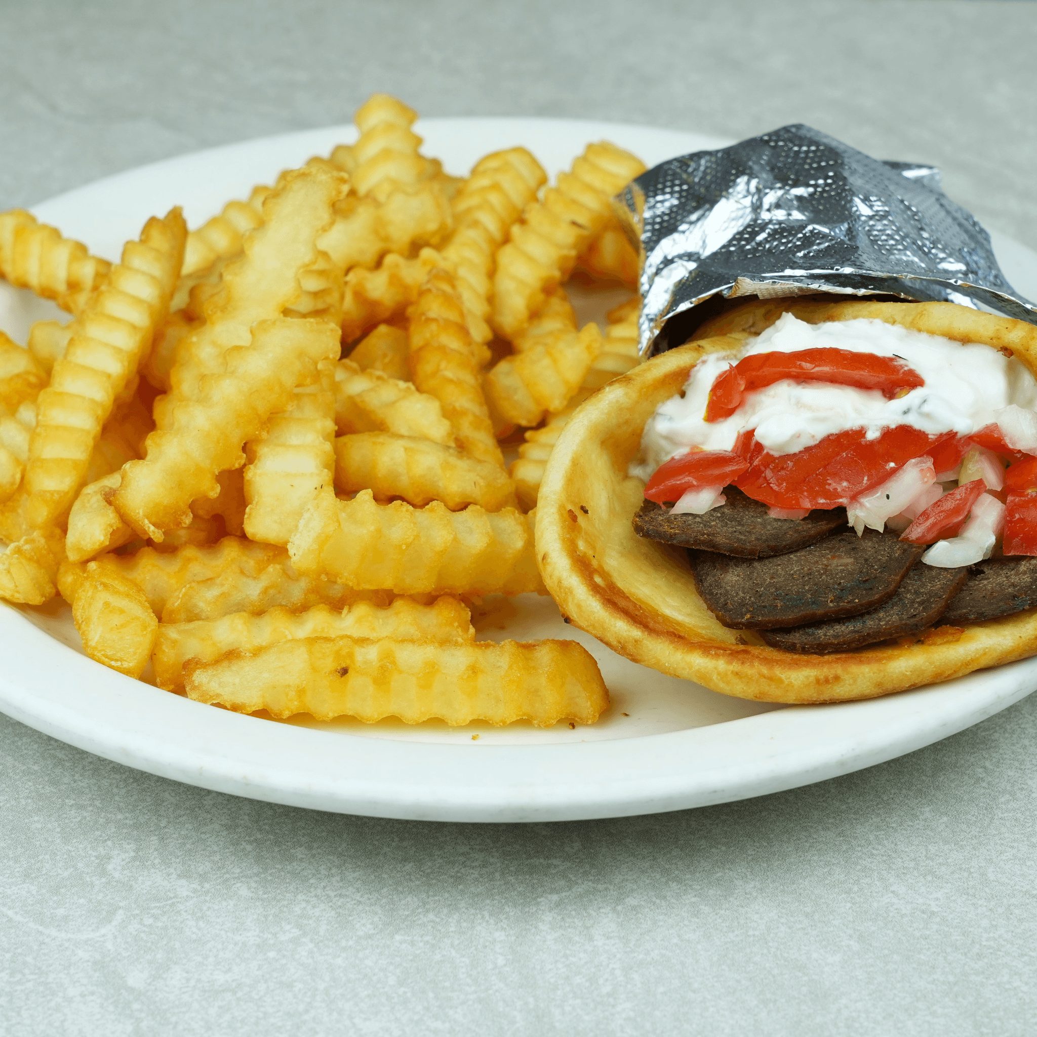 Lamb Gyro Sandwich.