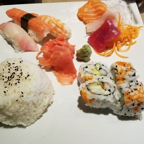 Sushi & Sashimi Combo Bento Plate.