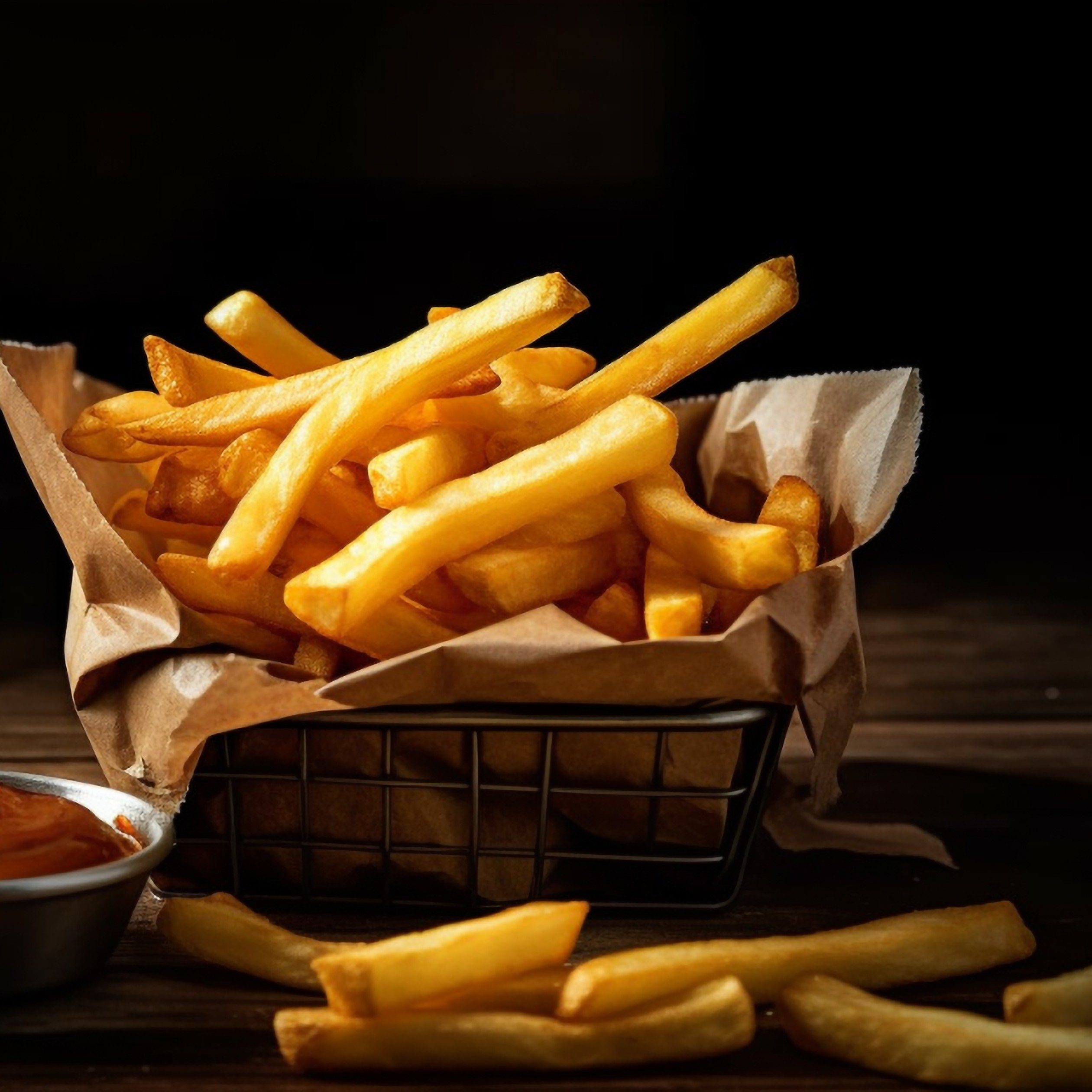 Chips with vegan tikka.