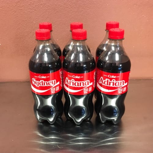 6 - 20oz Coke bottles.
