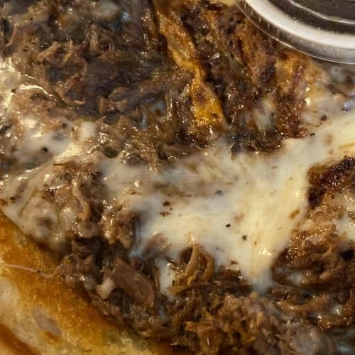 Cheesy Italian Beef Sandwich.