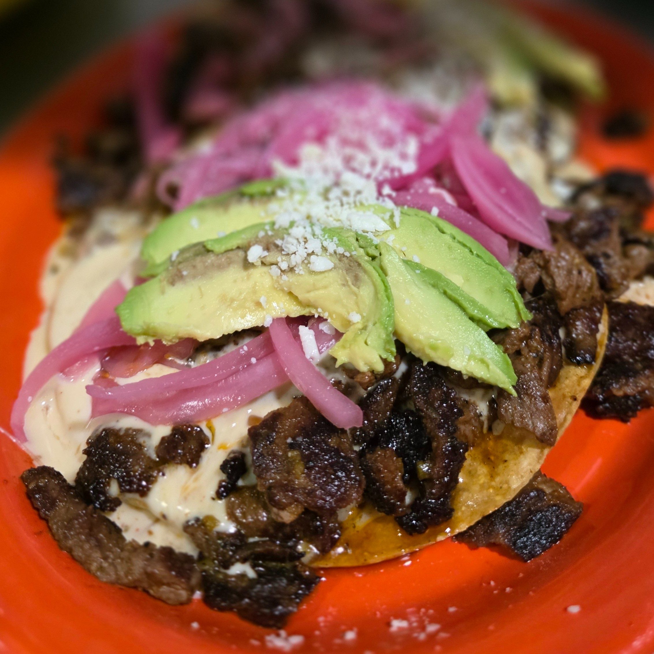 GRILLED GARLIC TOSTADAS.