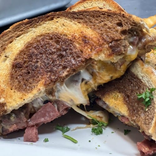Spicy Pastrami Griller Sandwich.