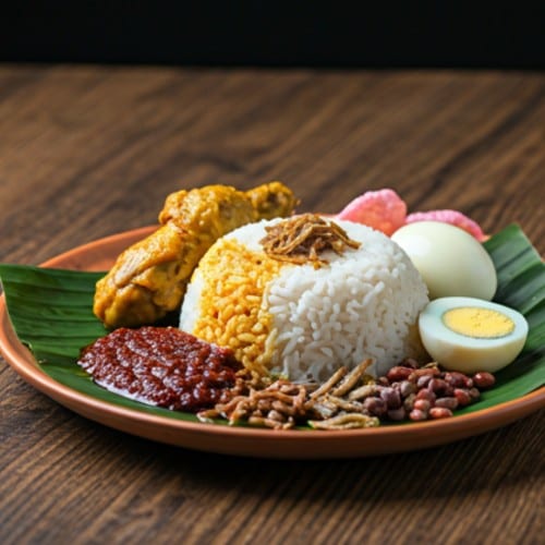 Lemak Rice with Curry Chicken.