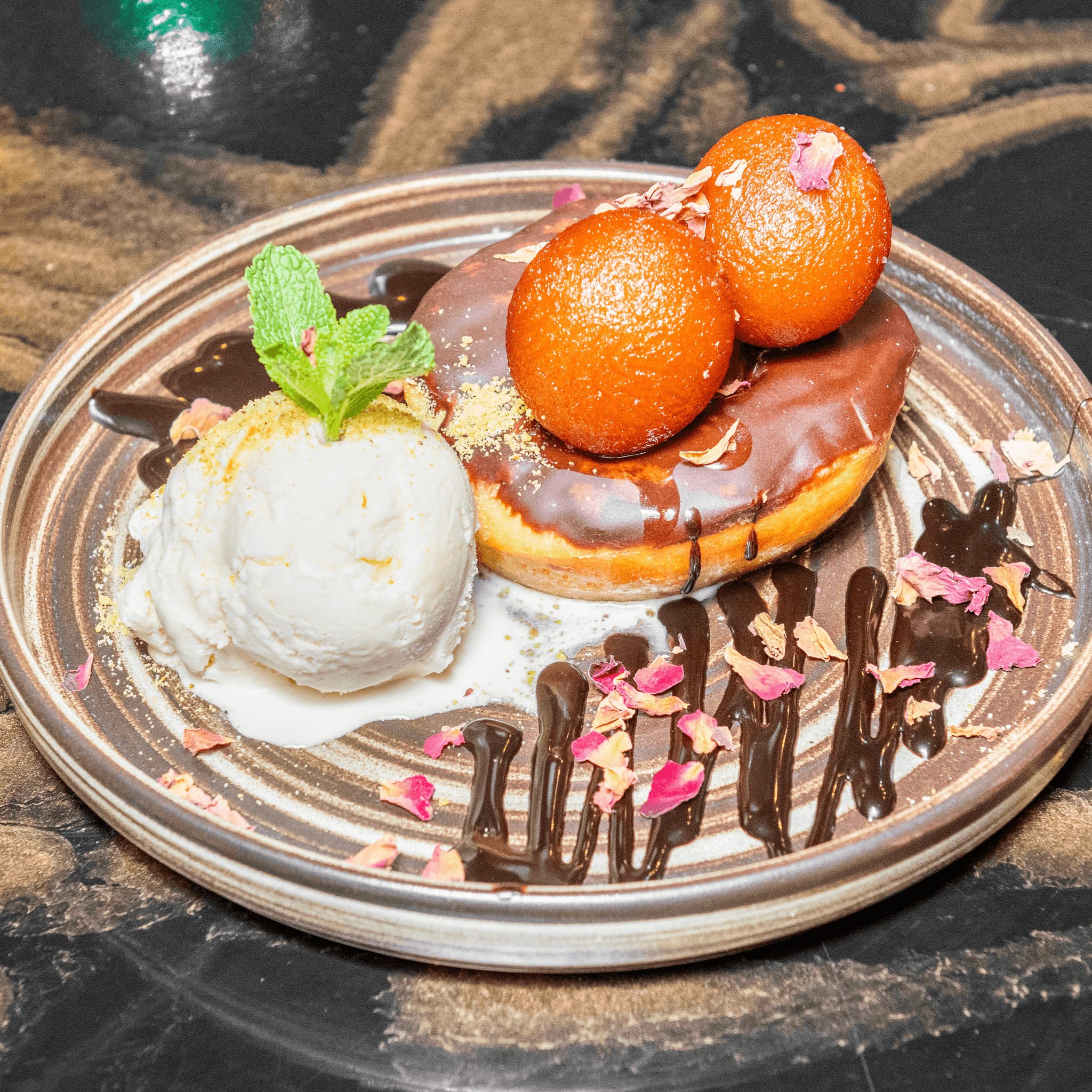 GULAB JAMUN WITH ICE CREAM.