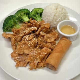 Thai Sesame Chicken, Fried Dumpling, Rice