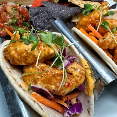 (3) We Bring the Boom Shrimp Tacos.