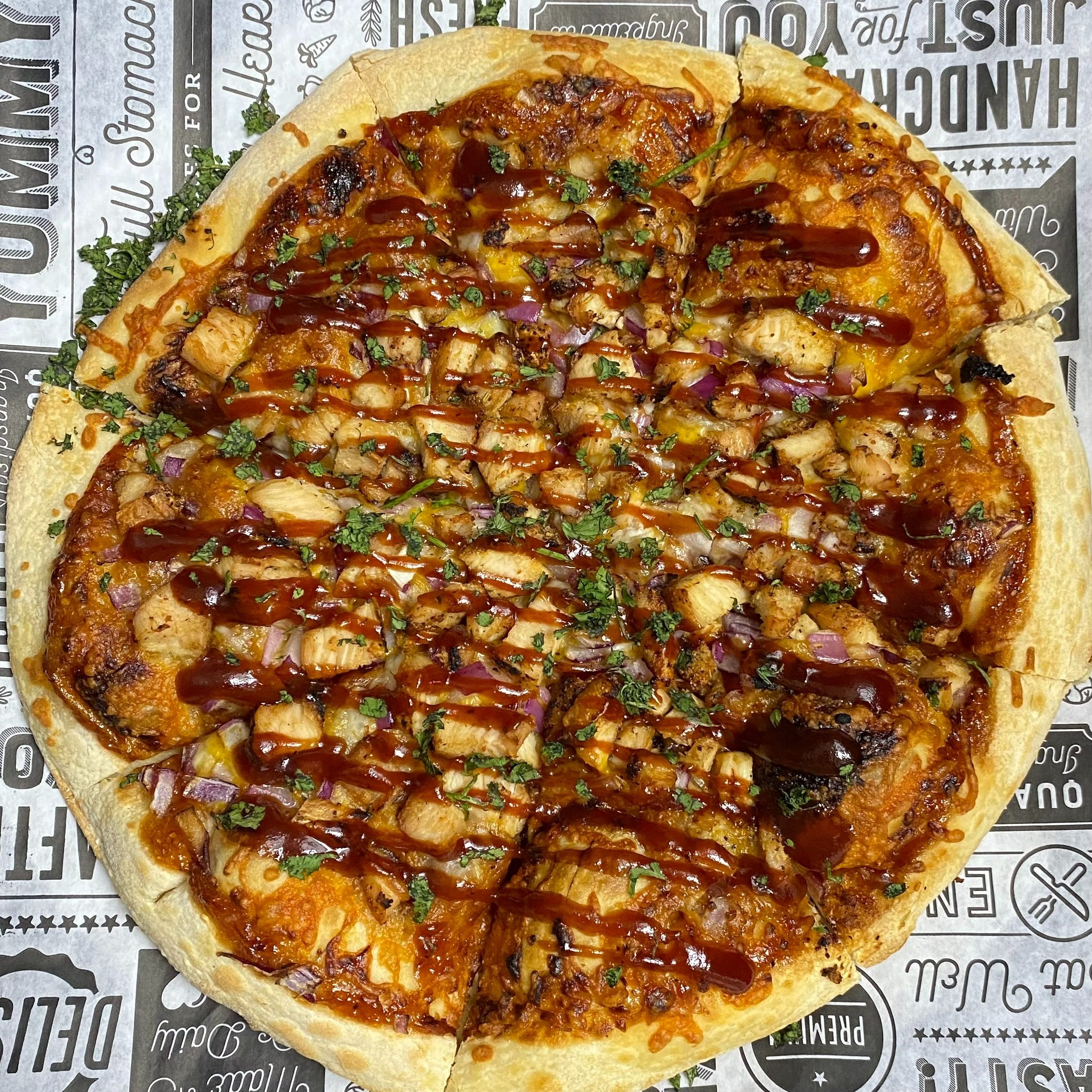 BBQ chicken Neapolitan pizza.