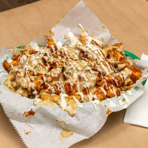 Buffalo Chicken Queso Fries.