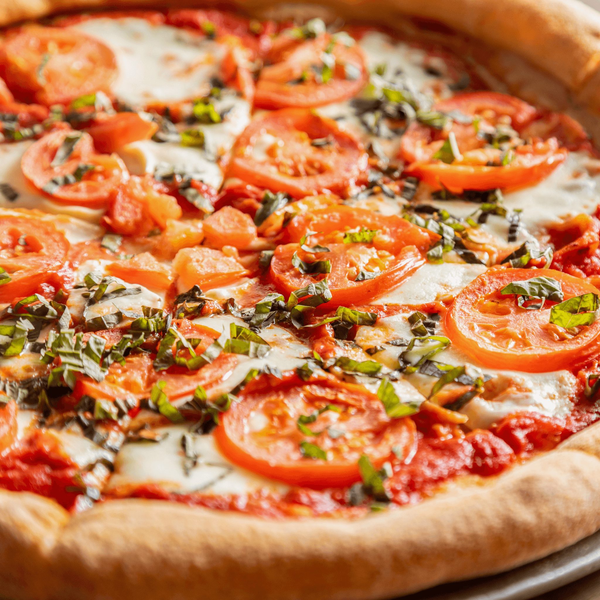 Margherita pizza slice.