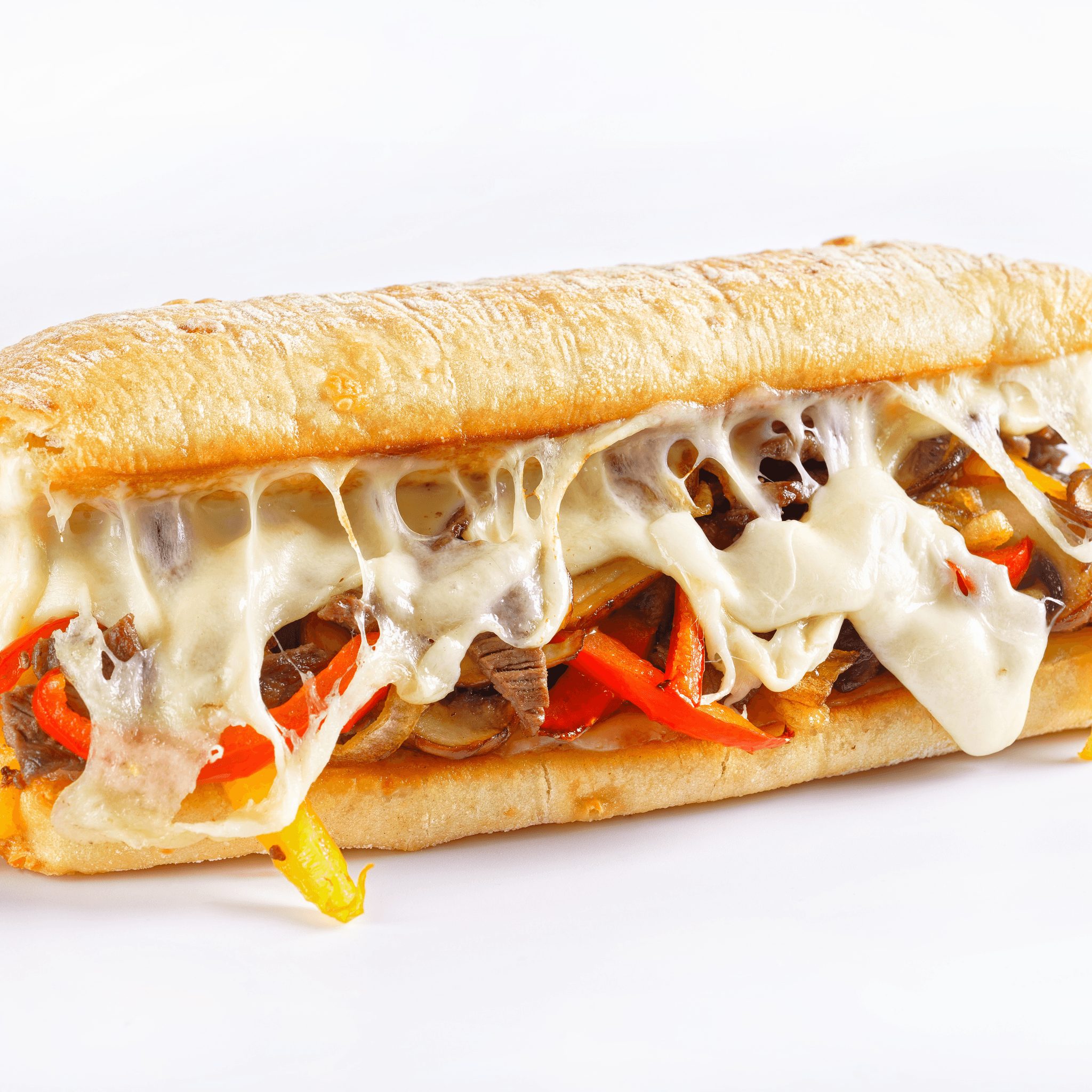 6. Cheese, Lettuce, Tomatoes, Mayo, Steak & Onions Sandwich.